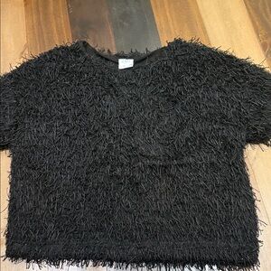 Zara Fuzzy Black Crop Top